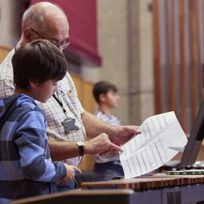 Percussion Teacher and Student